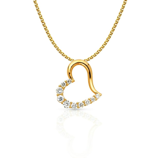 14K Yellow Gold Charm Pendant Cubic Zirconia CZ 22 mm 10 14K Yellow Gold Charm Pendant Cubic Zirconia CZ 22 mm 10